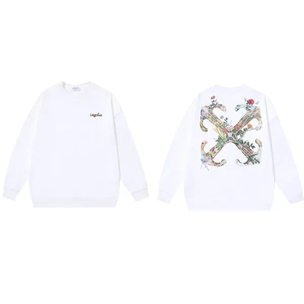 Off-White Floral X Logo Sweatshirt White Hoodie - 1