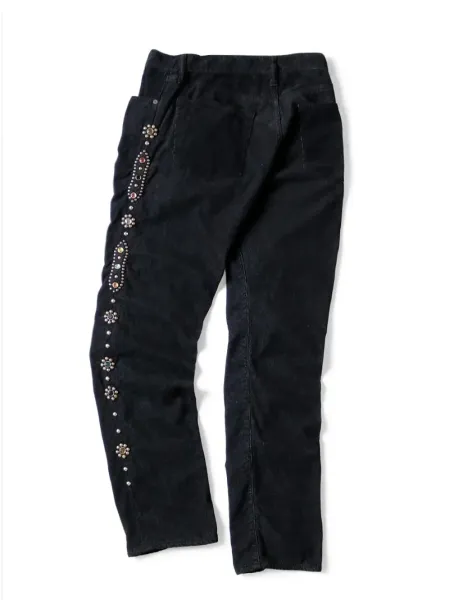 Design Embellished Corduroy Pants Black - 1