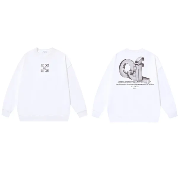 Off-White Industrial Logo Print White Hoodie - 1