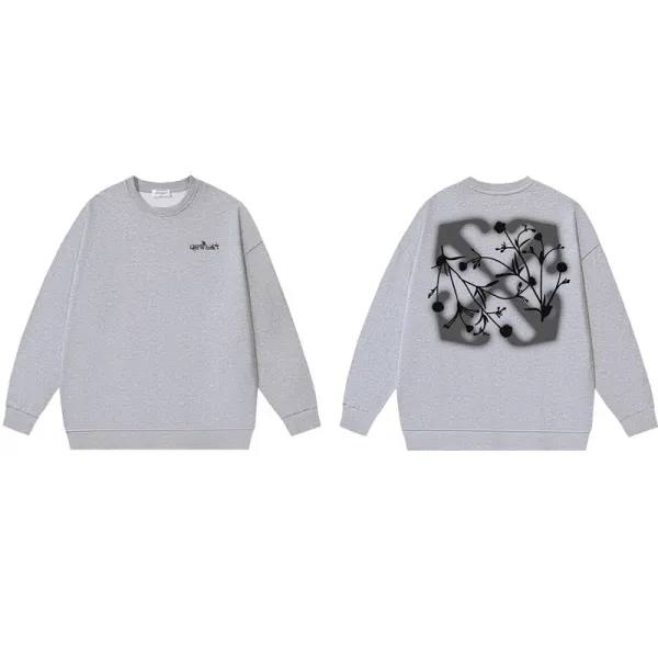 Design Floral Graphic Hoodie Gray - 1