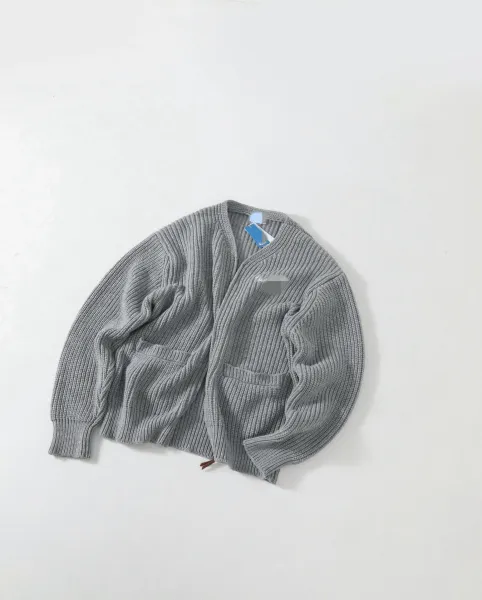 Design Gray Ribbed Knit Cardigan Outerwear.cardigan - 1
