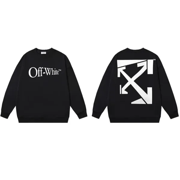 Off-White Arrow Logo Black Crewneck Sweatshirt Hoodie - 1