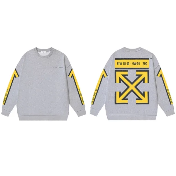 Off-White Arrow Print Crewneck Sweatshirt Gray Hoodie - 1