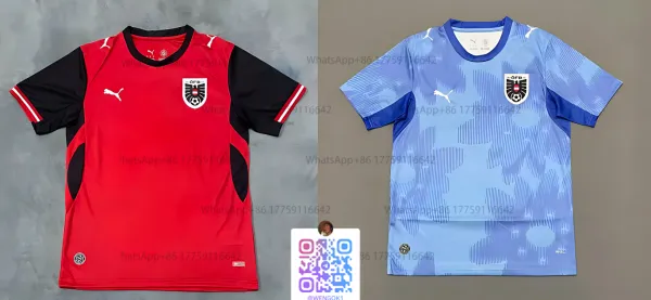 Puma Austria National Team Home and Away Jerseys Red and Light Blue - 1
