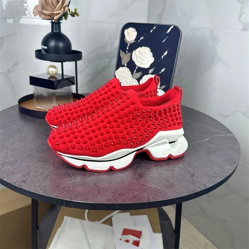 Christian Louboutin Sneakers Louis Junior Spikes low-top — red full studs