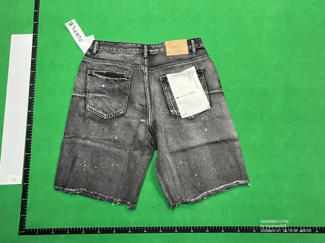 Purple Brand Shorts Distressed rhinestone denim product detail image 7