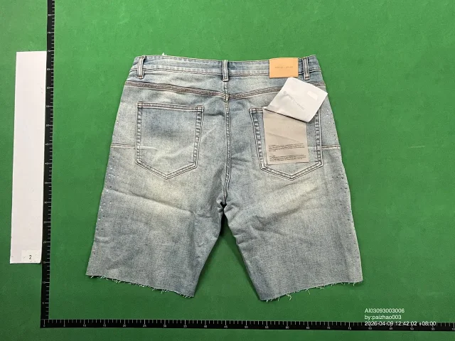 Purple Brand Shorts Distressed rhinestone denim product detail image 3