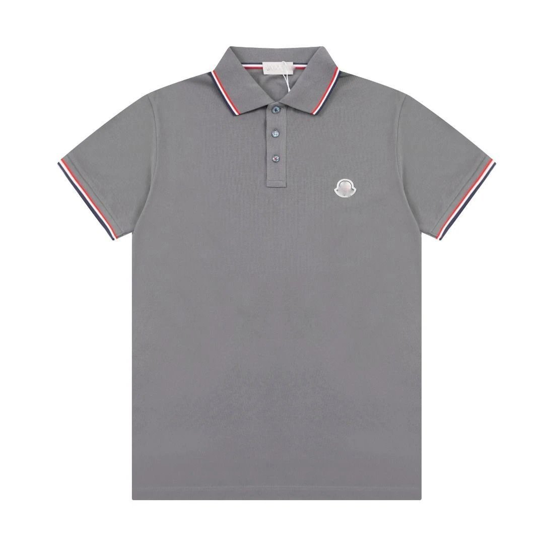 Moncler Shirts Short-Sleeve Polo Shirt with Striped Trim — 9