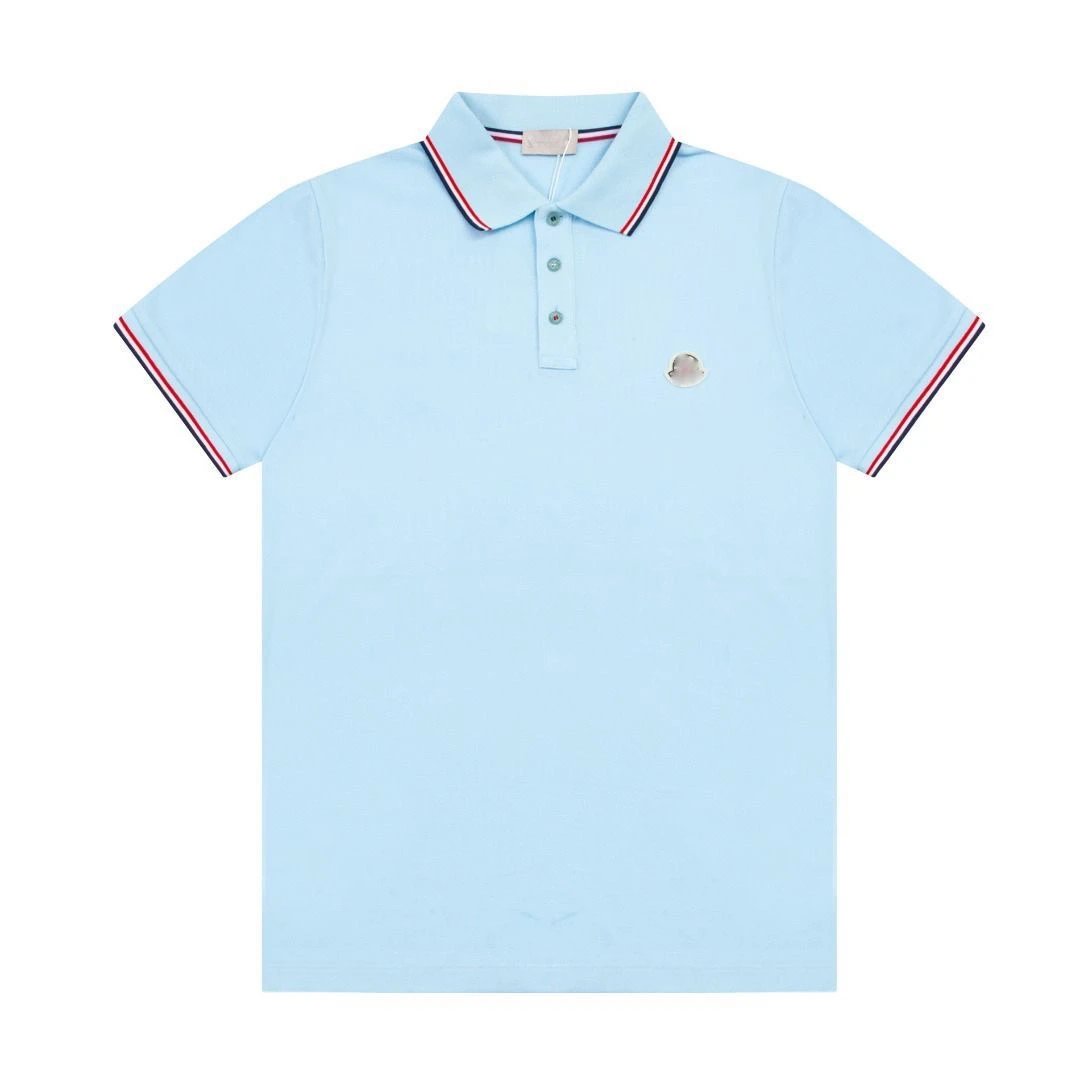 Moncler Shirts Short-Sleeve Polo Shirt with Striped Trim — 2