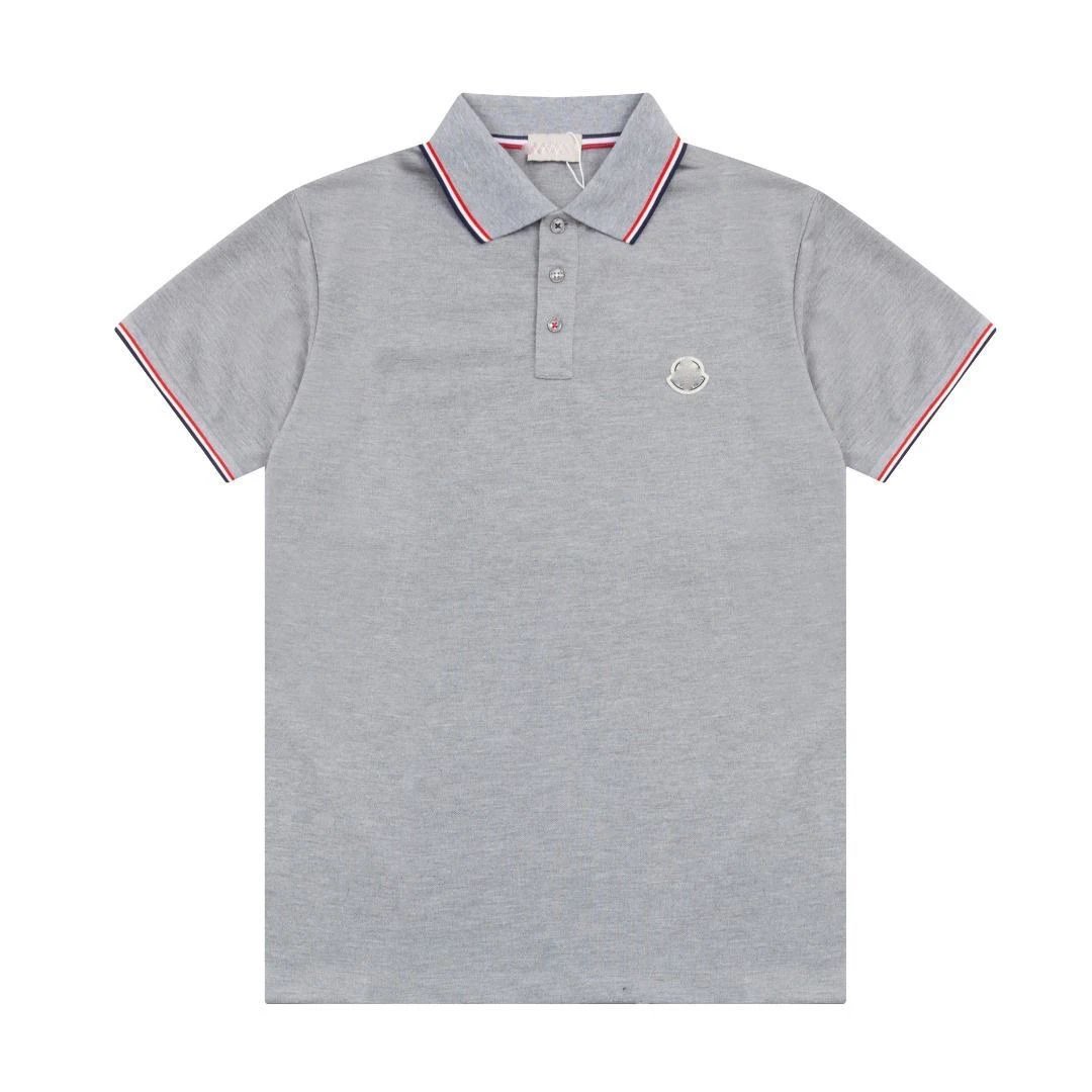 Moncler Shirts Short-Sleeve Polo Shirt with Striped Trim — 10