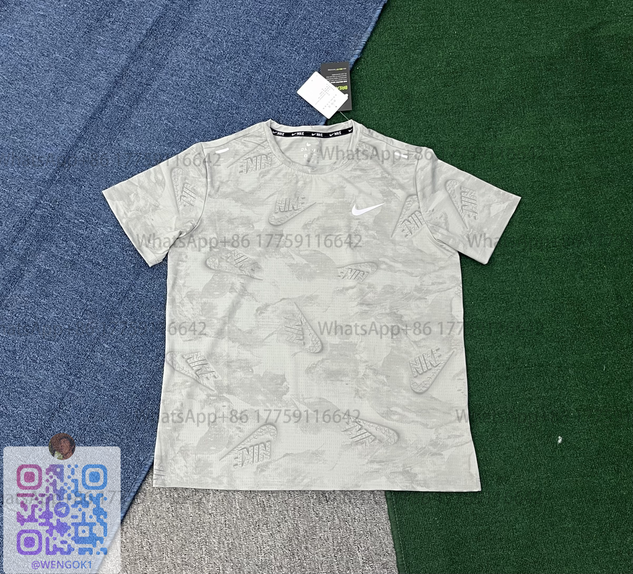 Nike Dri-FIT All-Over Print Gray T-Shirt
