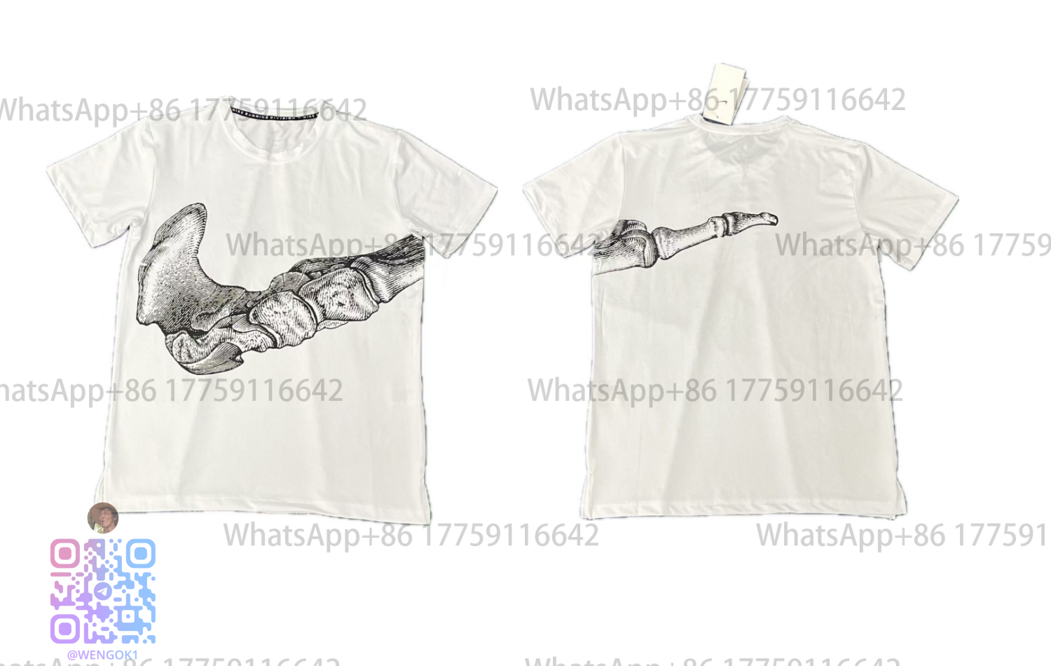 Design Anatomical Foot Skeleton Print White T-Shirt