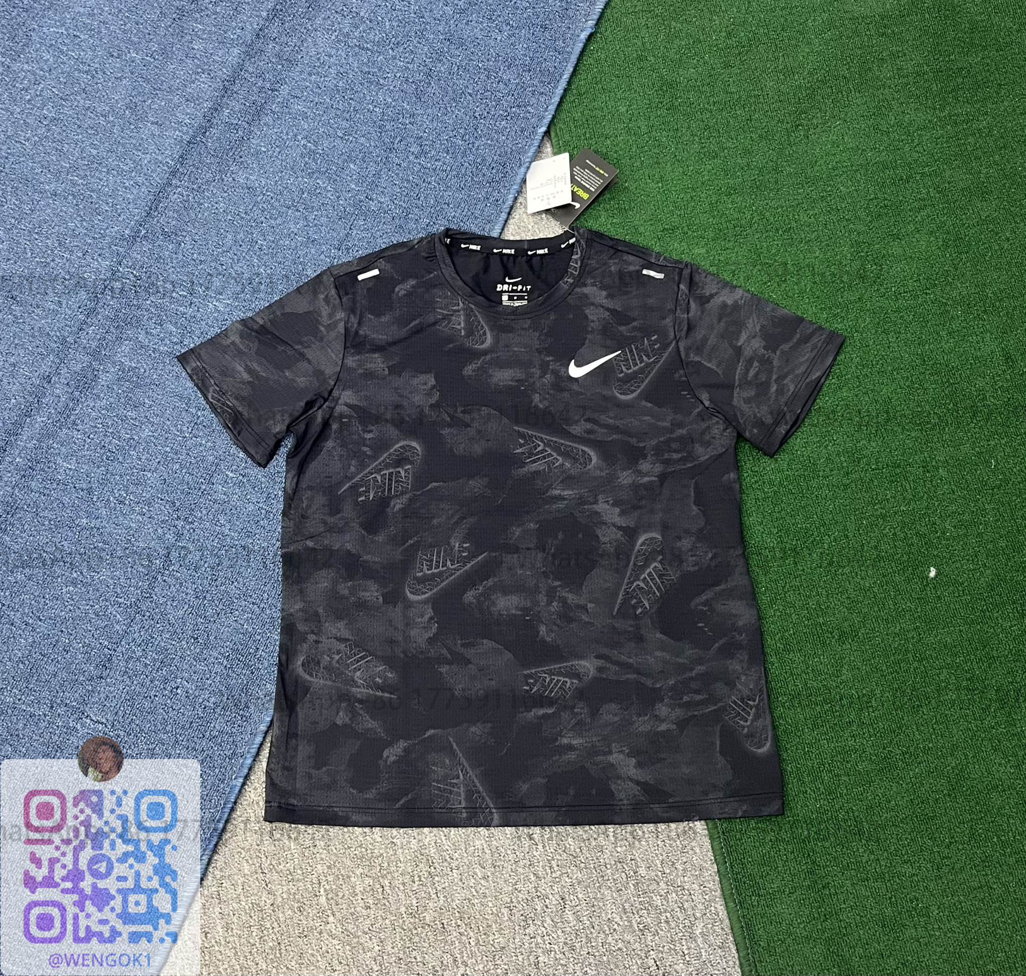 Nike Dri-FIT Camo Print Performance T-Shirt Black