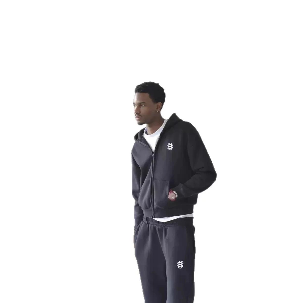 Unbranded Zip-Up Hoodies with Embroidered Chest Emblem image 8