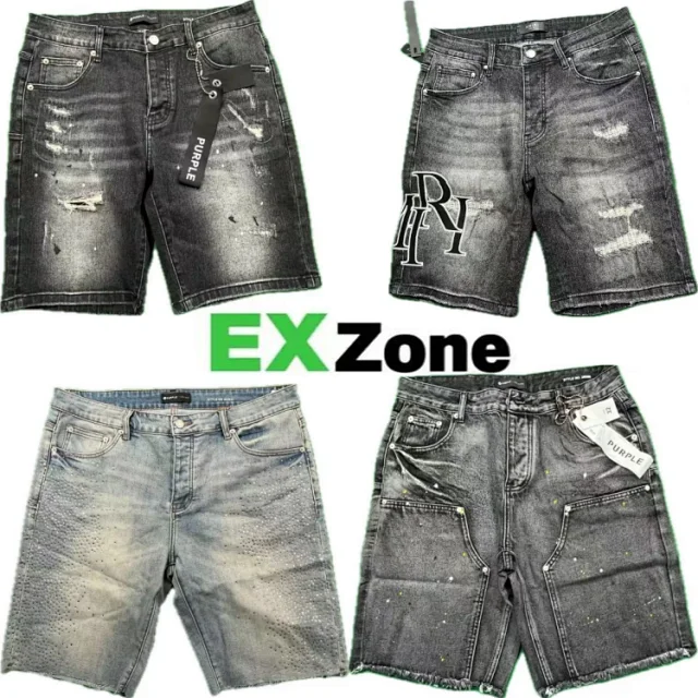 Purple Brand Shorts Distressed rhinestone denim product detail image 1
