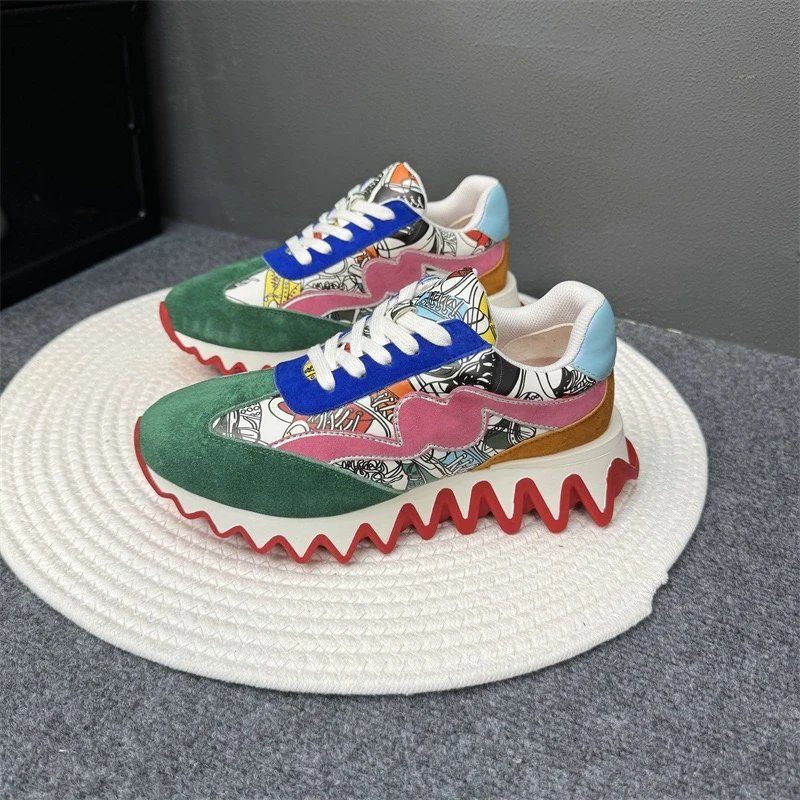 Christian Louboutin Sneakers Louis Junior Spikes low-top — Green flowers