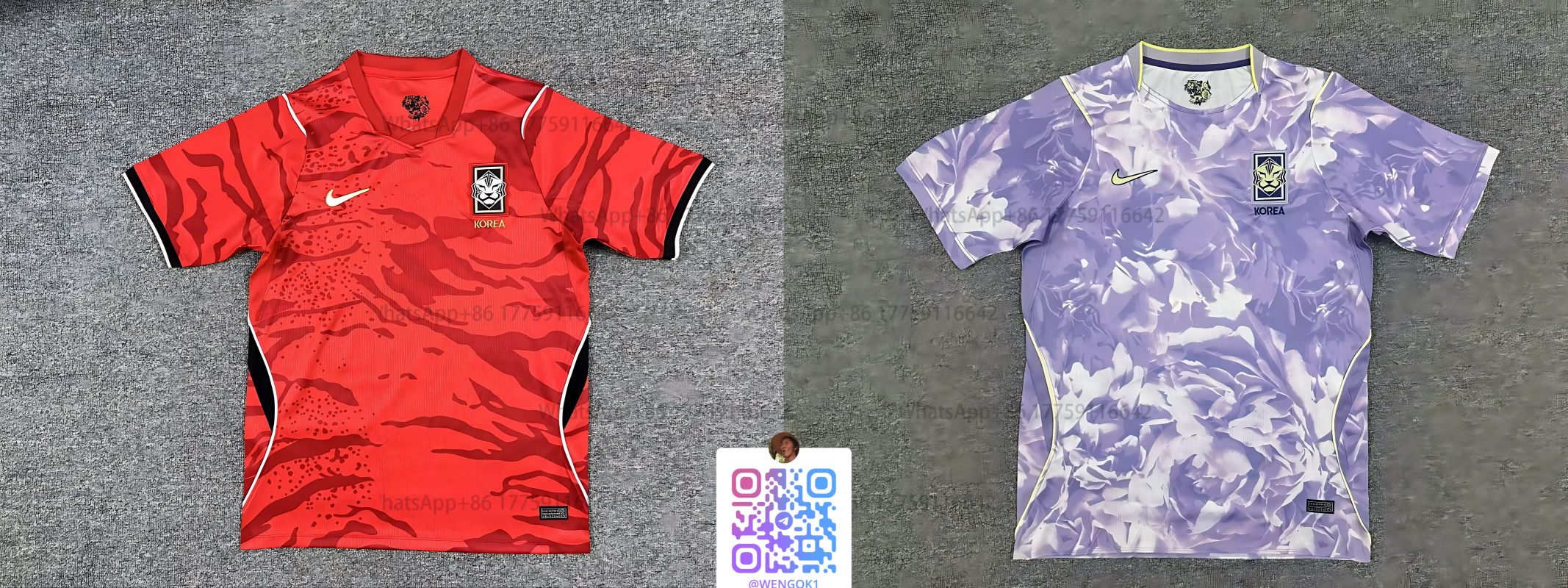 Nike Korea National Team 2023 Home and Away Jerseys Red and Purple Floral Pattern Jersey