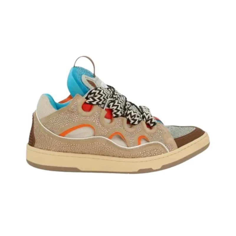 Lanvin Sneakers Curb — Brown Orange Blue with Diamond (Custom color, no returns or exchanges)