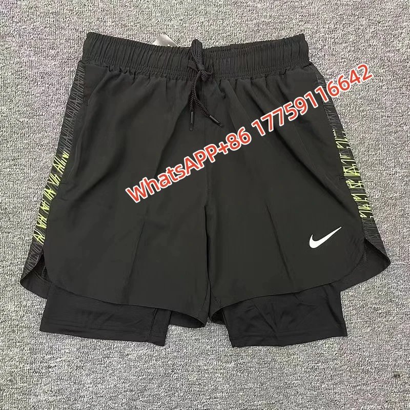 Nike Shorts Double-Layer Running with Reflective Zip Pockets — 17 Small White Hook Double-Layered — Black