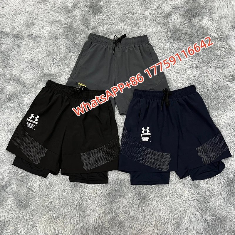 Nike Shorts Double-Layer Running with Reflective Zip Pockets — 25 White Deema Horizontal Reflective Double-Layer-Gray