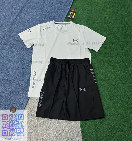 Under Armour UA-Spec Performance T-Shirt and Reflective Logo Shorts Set Activewear - 1