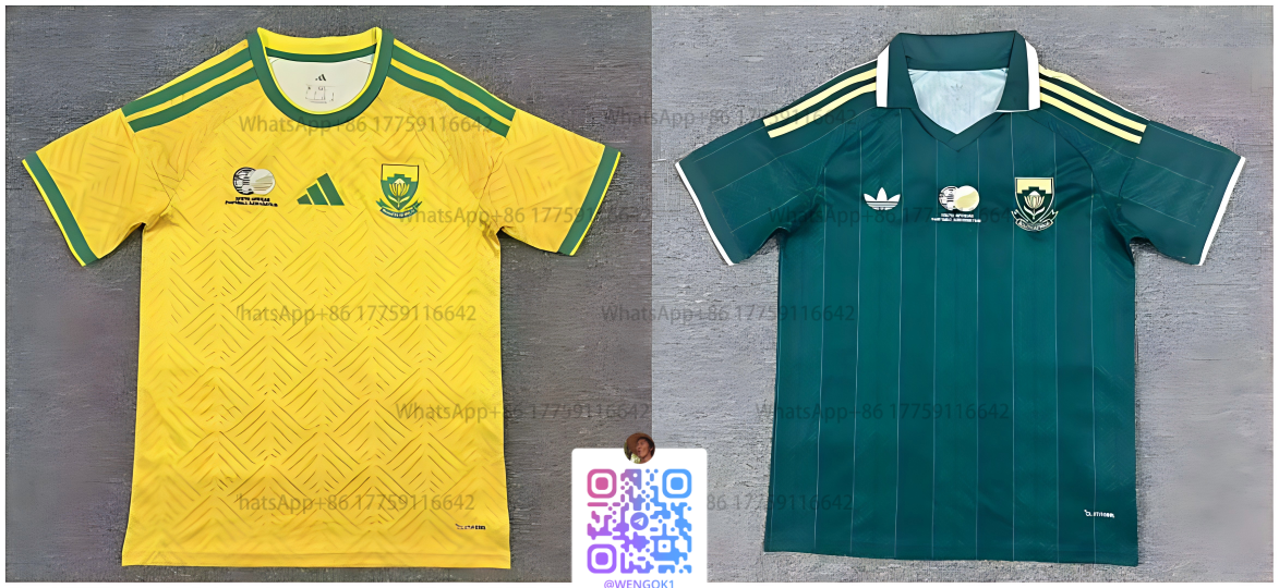 Adidas South Africa National Team 2023 Home and Away Jerseys Yellow and Green