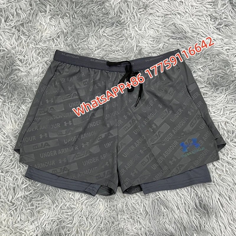 Nike Shorts Double-Layer Running with Reflective Zip Pockets — 35-color Demado pattern, double-layered-gray