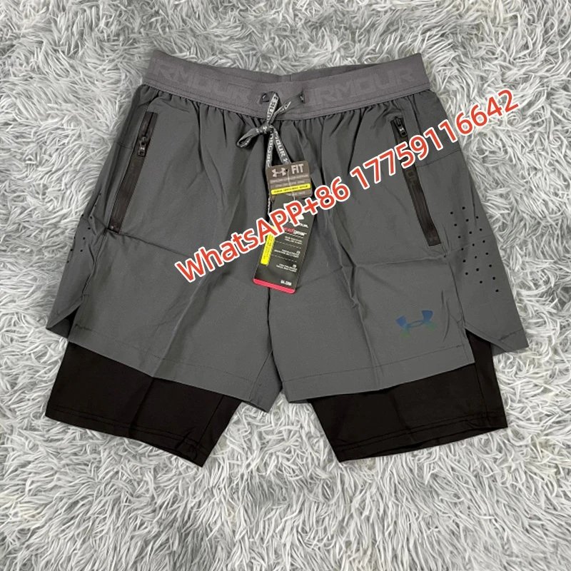 Nike Shorts Double-Layer Running with Reflective Zip Pockets — 32-color DEMA side honeycomb double-layer – gray