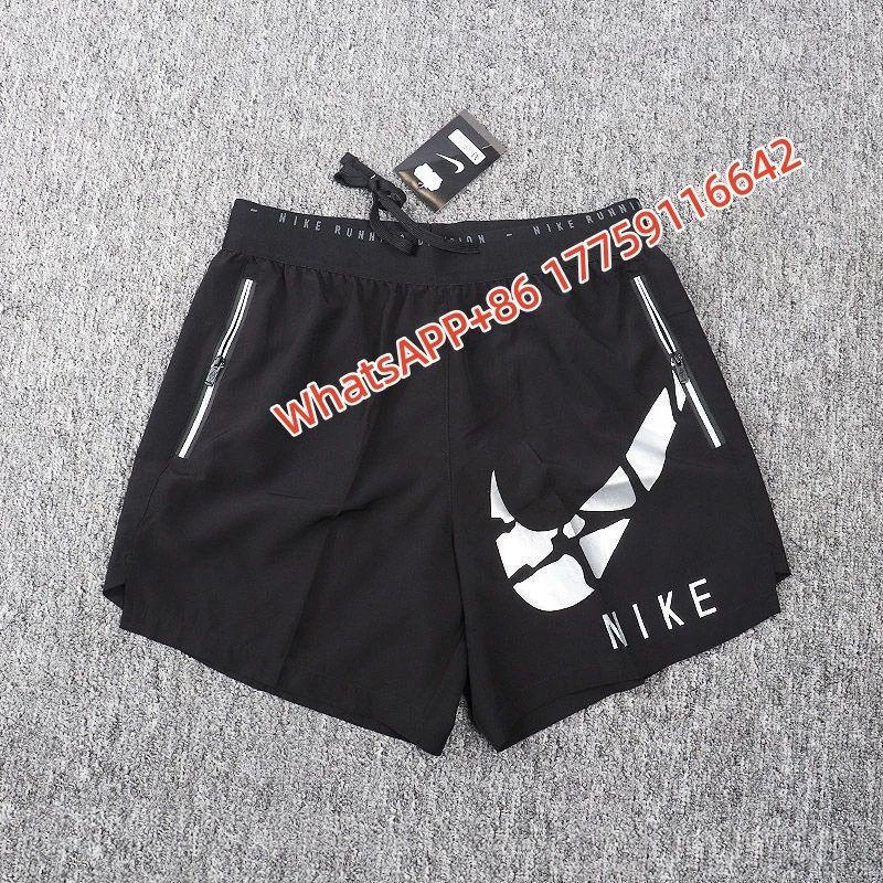 Nike Shorts Double-Layer Running with Reflective Zip Pockets — 39 Large Broken Hook Single Layer-Black