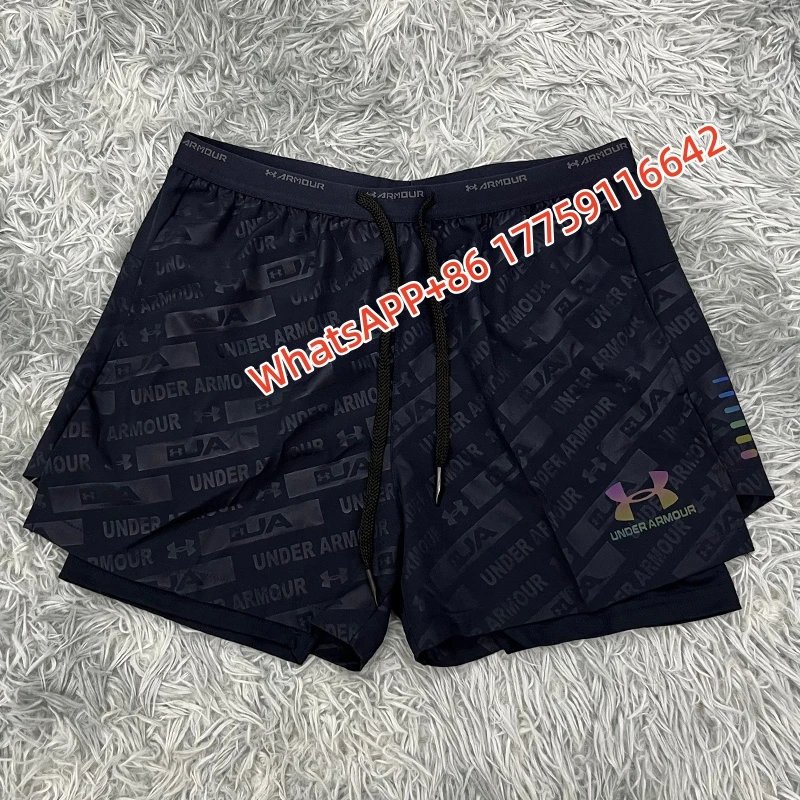 Nike Shorts Double-Layer Running with Reflective Zip Pockets — 33 Cai Demado pattern, double-layered-sapphire blue