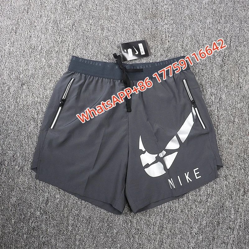Nike Shorts Double-Layer Running with Reflective Zip Pockets — 40 large broken-hook single layer-gray