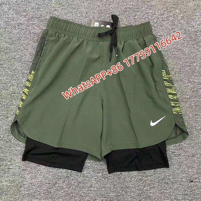 Nike Shorts Double-Layer Running with Reflective Zip Pockets — 19 Small White Hook Double-Layer-Army Green