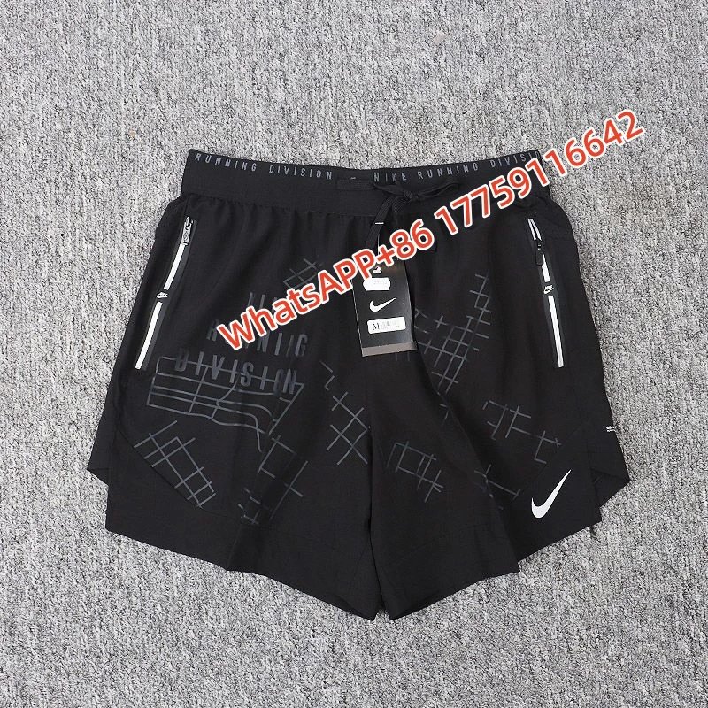 Nike Shorts Double-Layer Running with Reflective Zip Pockets — TOP Spider Shorts Double-Layer-Black