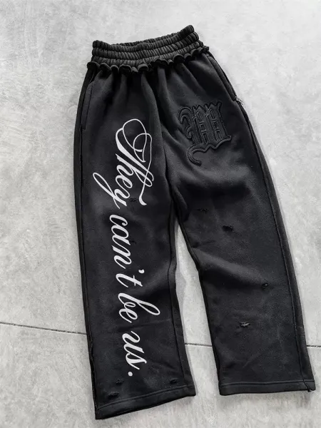Design 'They Can't Be Us' Distressed Sweatpants Black - 1