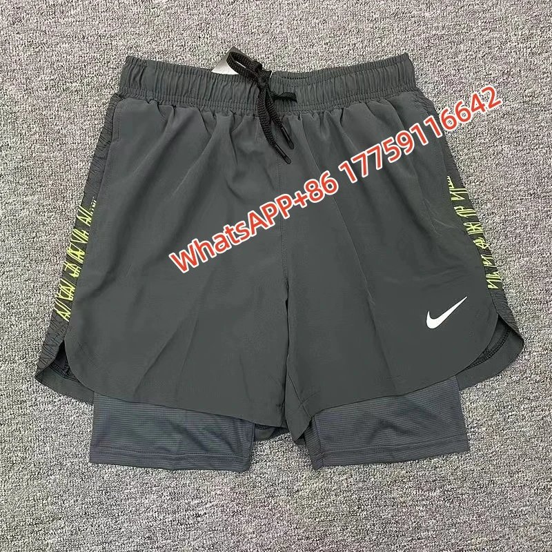 Nike Shorts Double-Layer Running with Reflective Zip Pockets — 18 small white hook, double-layered — gray