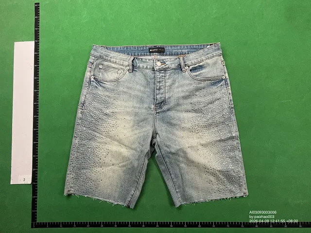 Purple Brand Shorts Distressed rhinestone denim product detail image 2