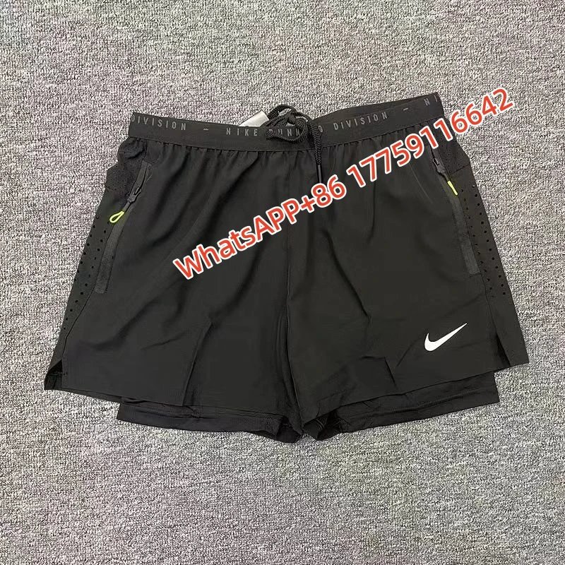 Nike Shorts Double-Layer Running with Reflective Zip Pockets — 13 Small White Hook Side Honeycomb Double-Layer-Black
