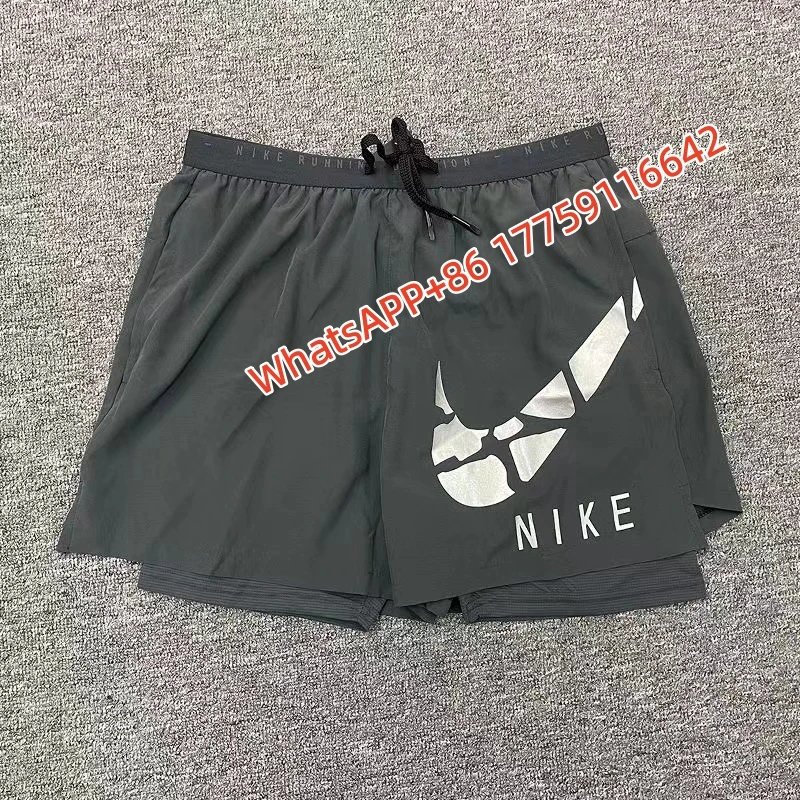 Nike Shorts Double-Layer Running with Reflective Zip Pockets — 22 Large Broken Hook Double Layer-Gray
