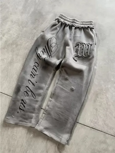Design 'They Can't Be Us' Distressed Gray Sweatpants - 1