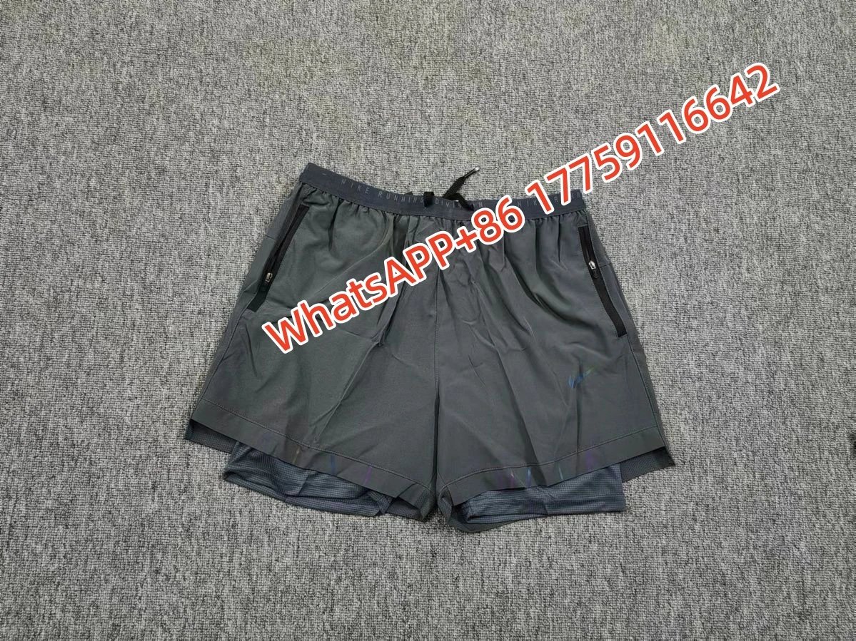 Nike Shorts Double-Layer Running with Reflective Zip Pockets — 6-color hook double-layer-gray