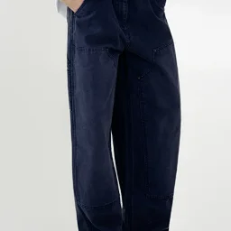 thumbnail for Tonight at 7:30, everyone will be released—PRD style dark blue, white distressed loose wide-leg magic pants