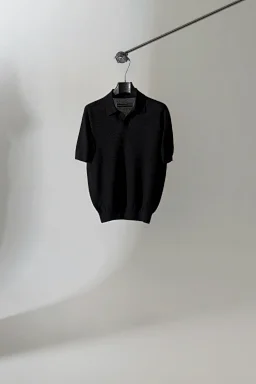 thumbnail for Tonight at 7:30, everyone will be released—Zegna black, white, and brown seagull collar knit honeycomb jacquard short-sleeve shirt