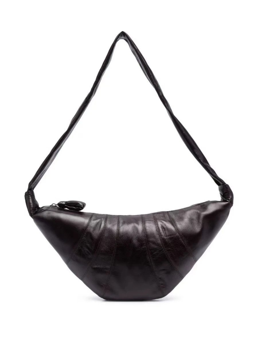 Unbranded Crossbody Bags Pleated crescent shoulder bag — Small chocolate 35*16