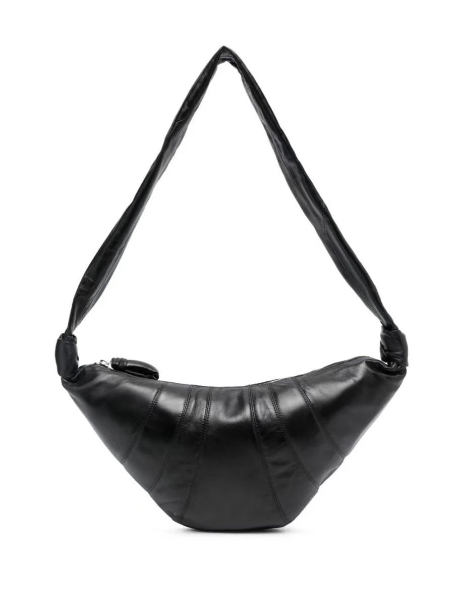 Unbranded Crossbody Bags Pleated crescent shoulder bag — Black, medium size 47*22