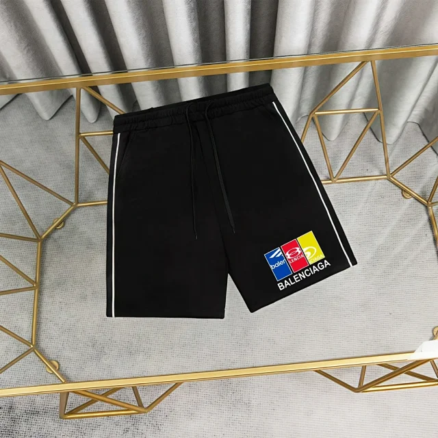 Balenciaga Black Color Block Logo Men Shorts