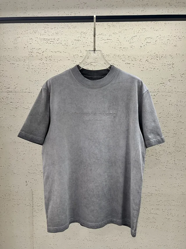 Alexander Wang Gray Washed Cotton Logo T-Shirt