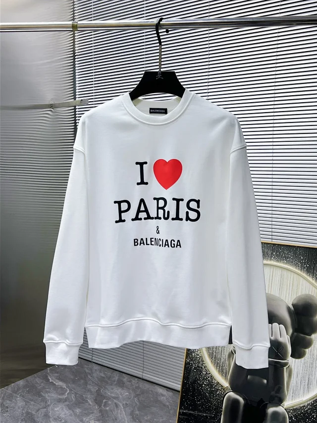 Balenciaga I Love Paris Black Heart Graphic Hoodie