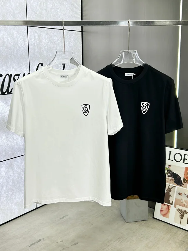 Burberry Black Cotton Crew Neck Logo T-Shirt