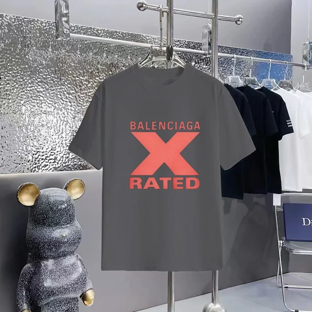 Balenciaga X Rated Red Logo Cotton T-Shirt Mens