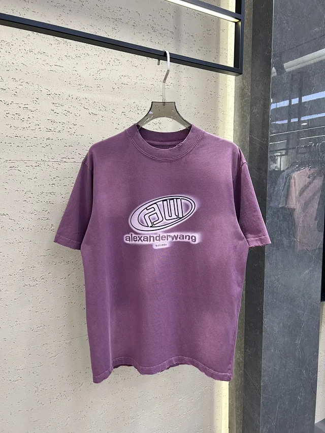Alexander Wang Vintage Purple Logo Unisex Cotton T-Shirt